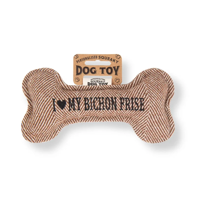 bichon frise squeaky bone dog toy