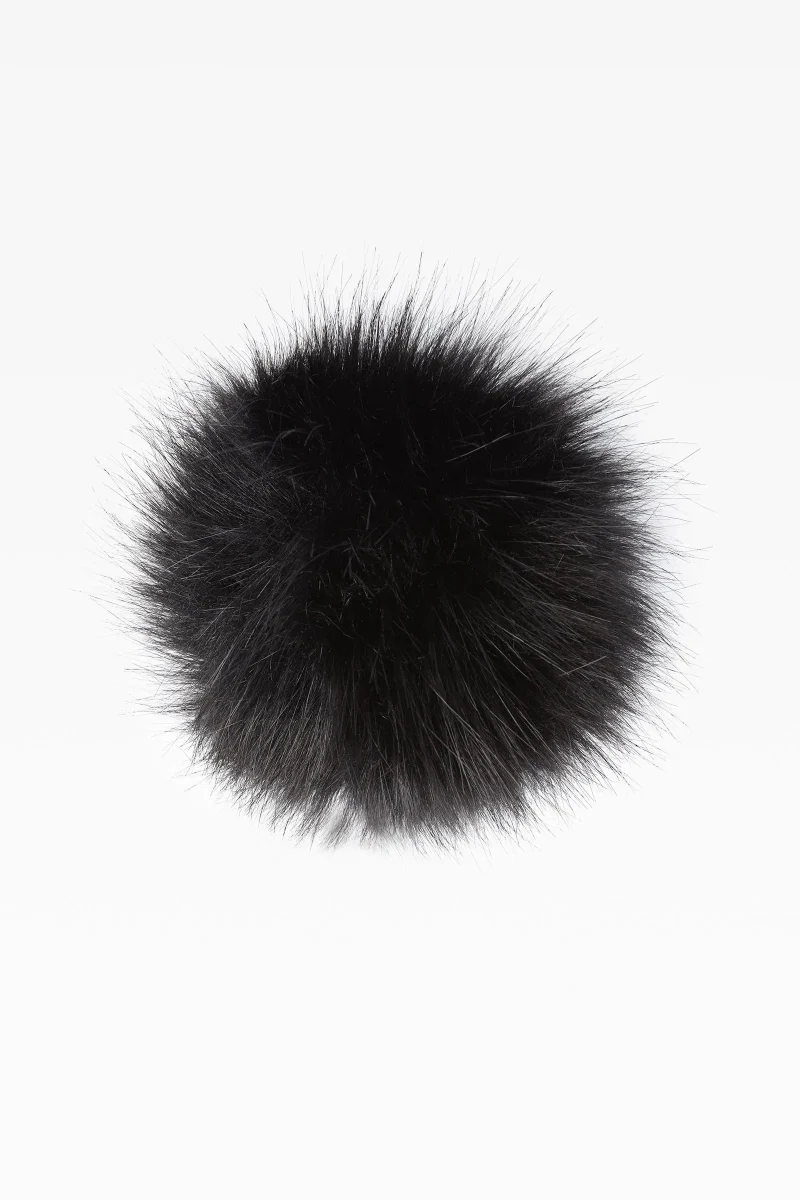 black 100 faux fur pom pom