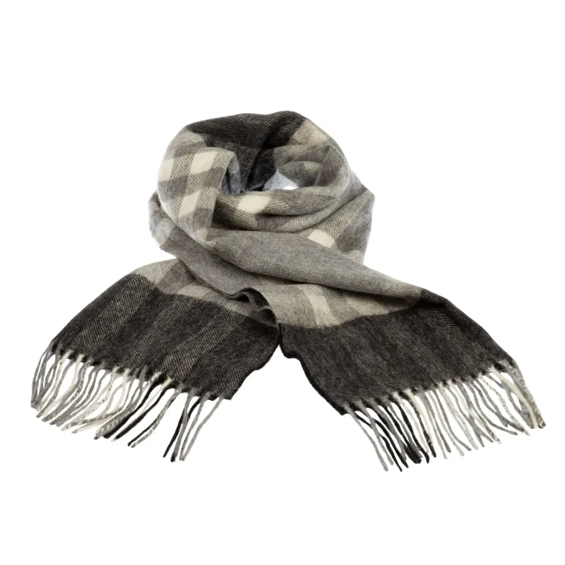 black chequer tartan cashmere scarf 90 10 blend