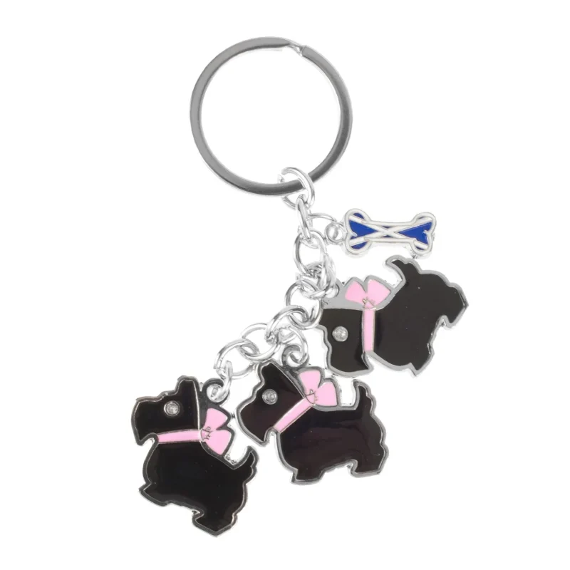 black dog bone keyring