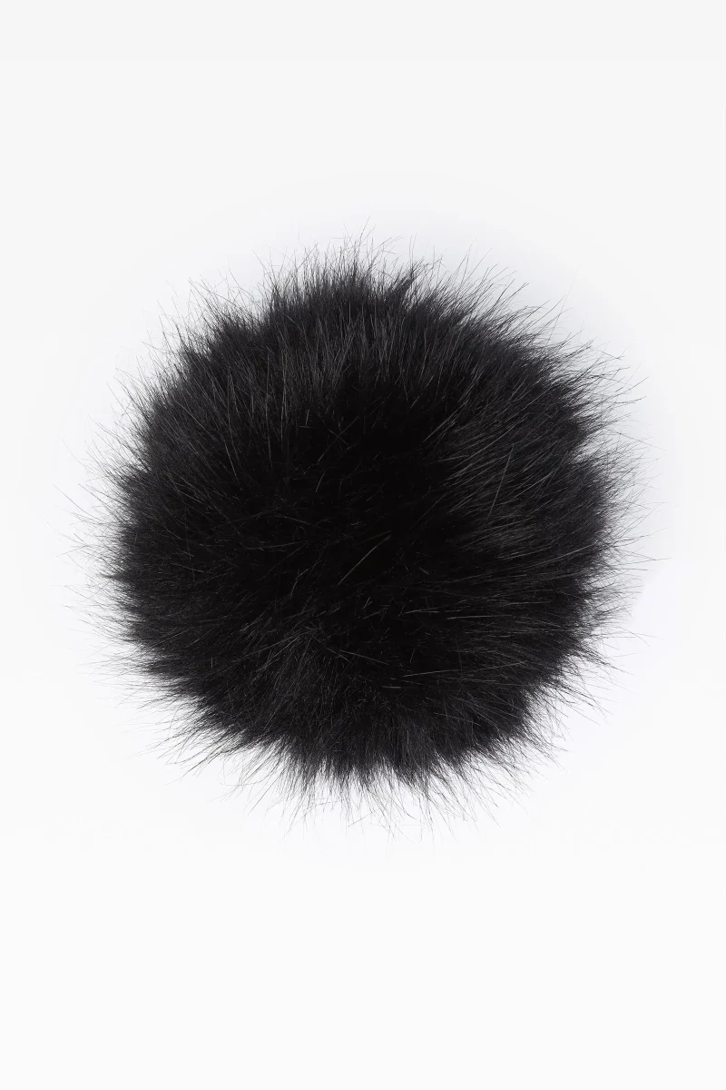 black faux fur 100 pom pom