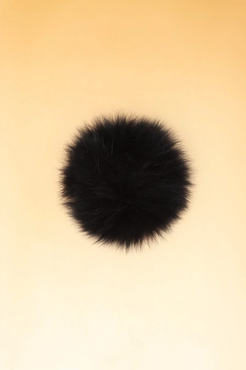 black pom pom fur hat 100 real