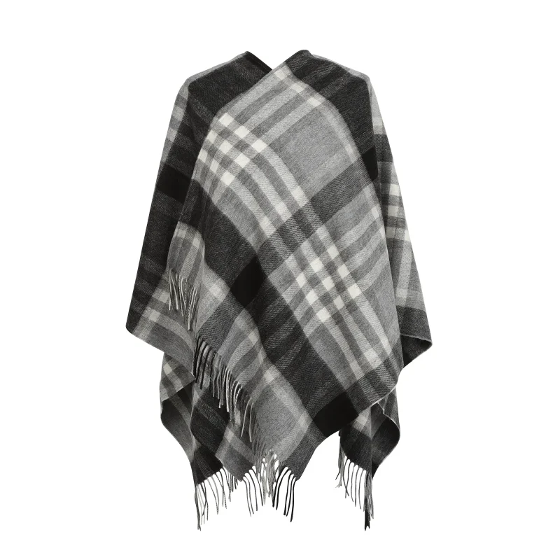 black tartan cashmere kids cape mini me