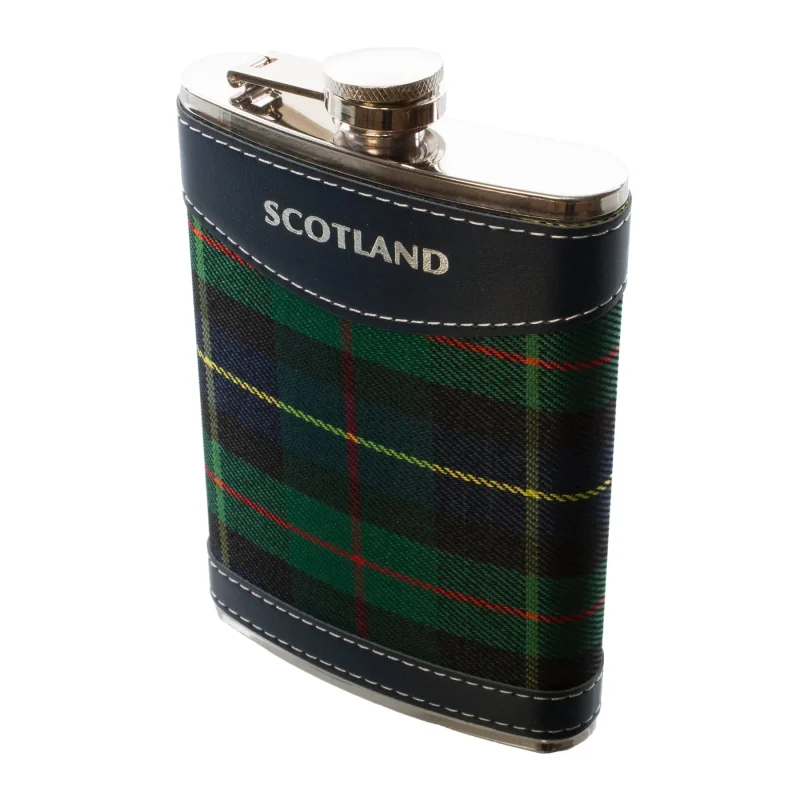 black watch tartan hip flask scotland