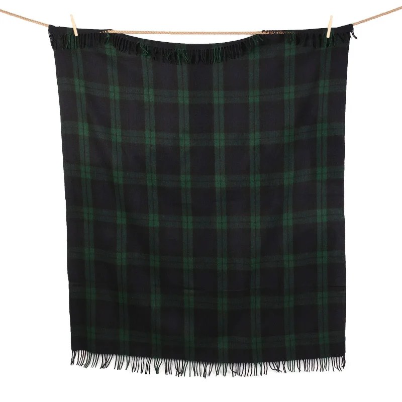 black watch tartan wool throw blanket