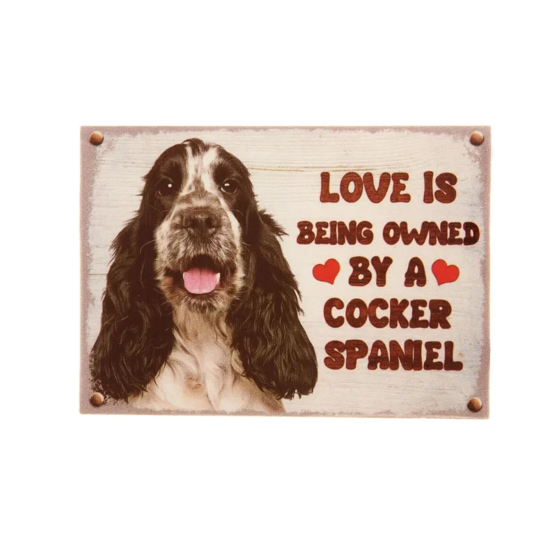 black white cocker spaniel fridge magnet