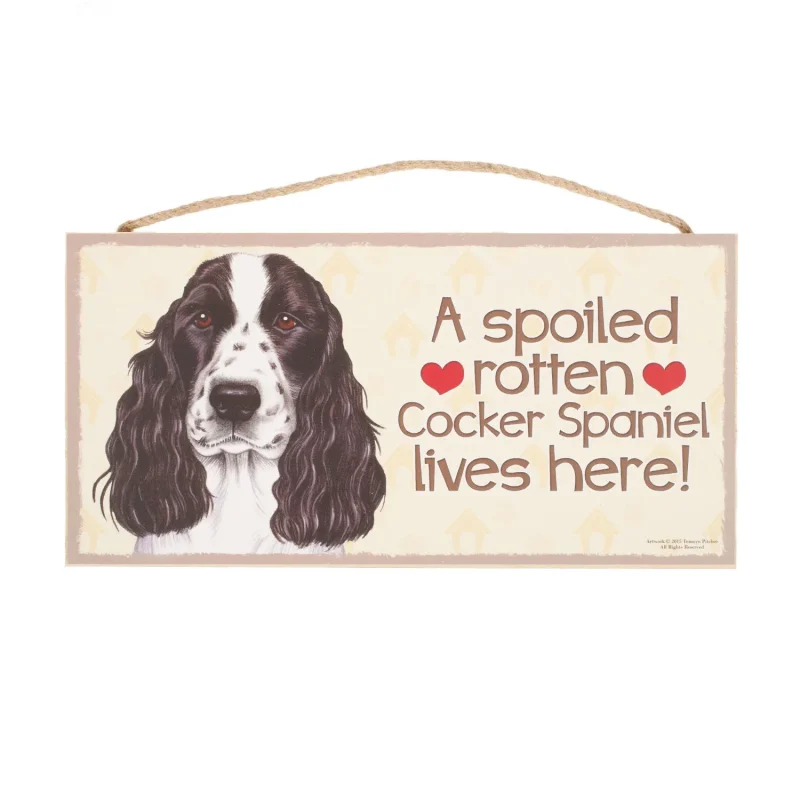 black white cocker spaniel pet plaque