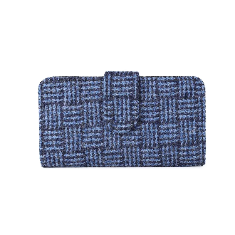 blue basket weave long purse