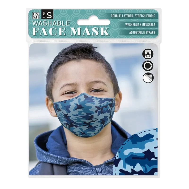 blue camouflage face masks