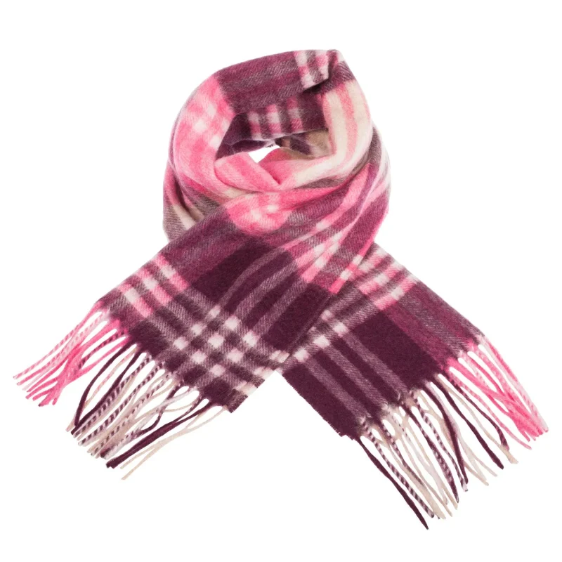 blue label edinburgh cashmere scarf jk check cabernet vicuna