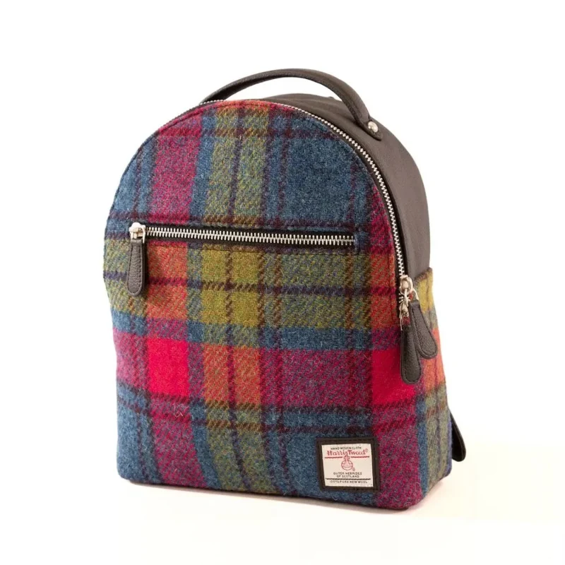 blue pink check baby backpack