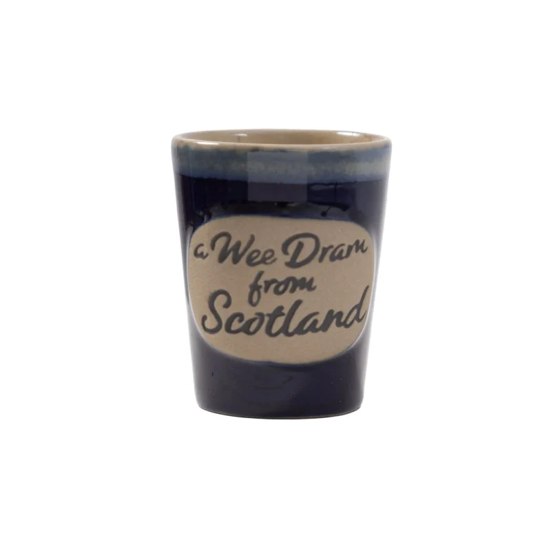 blue stoneware wee dram shot cup