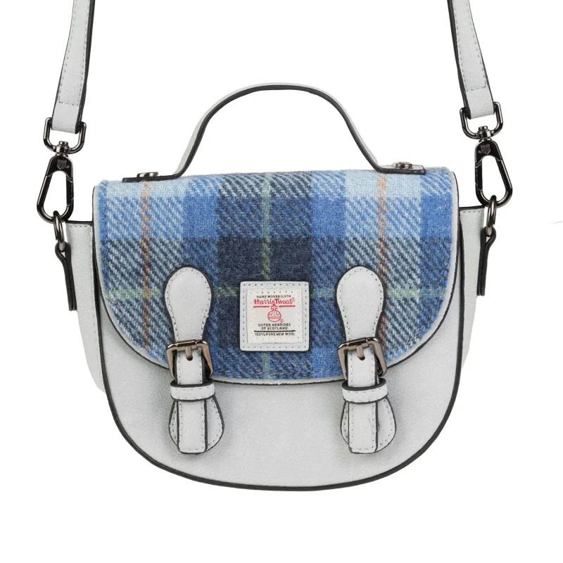 blue tartan cobble satchel