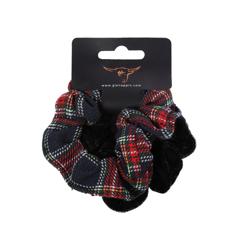 blue tartan hair scrunchie