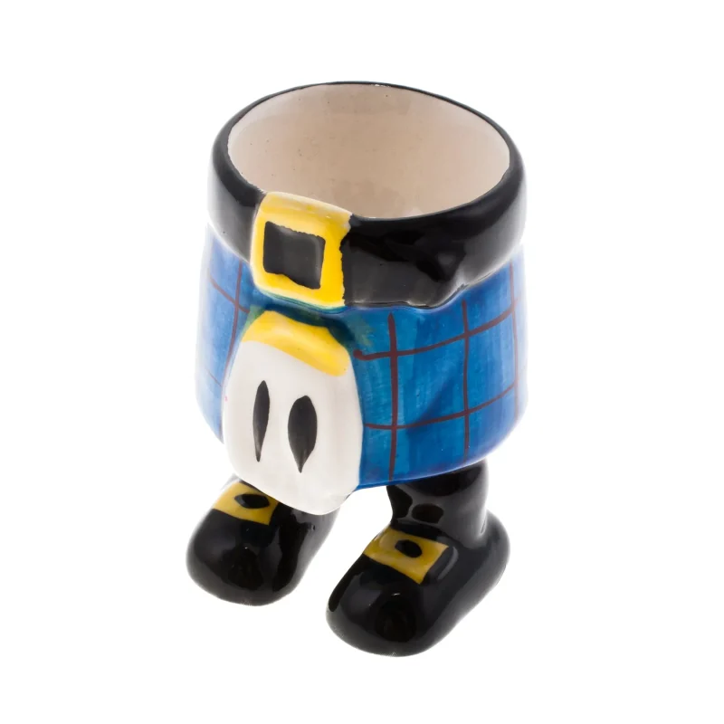 blue tartan scottish kilt egg cup