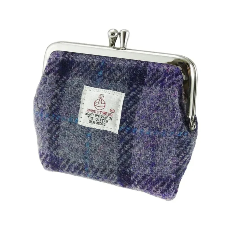 bold purple check coin purse