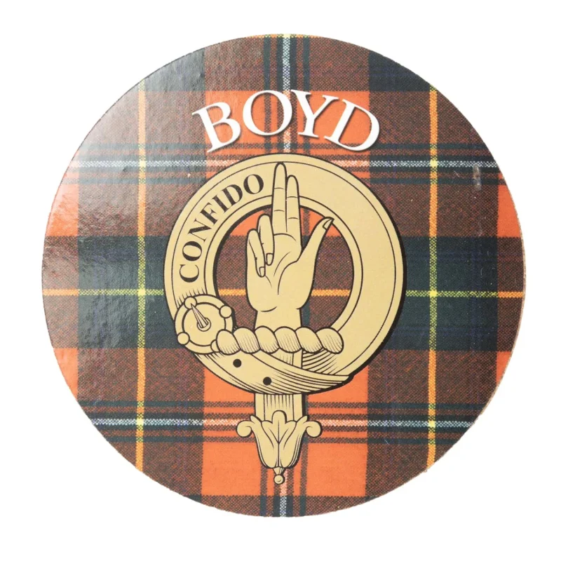 boyd family name round cork coaster