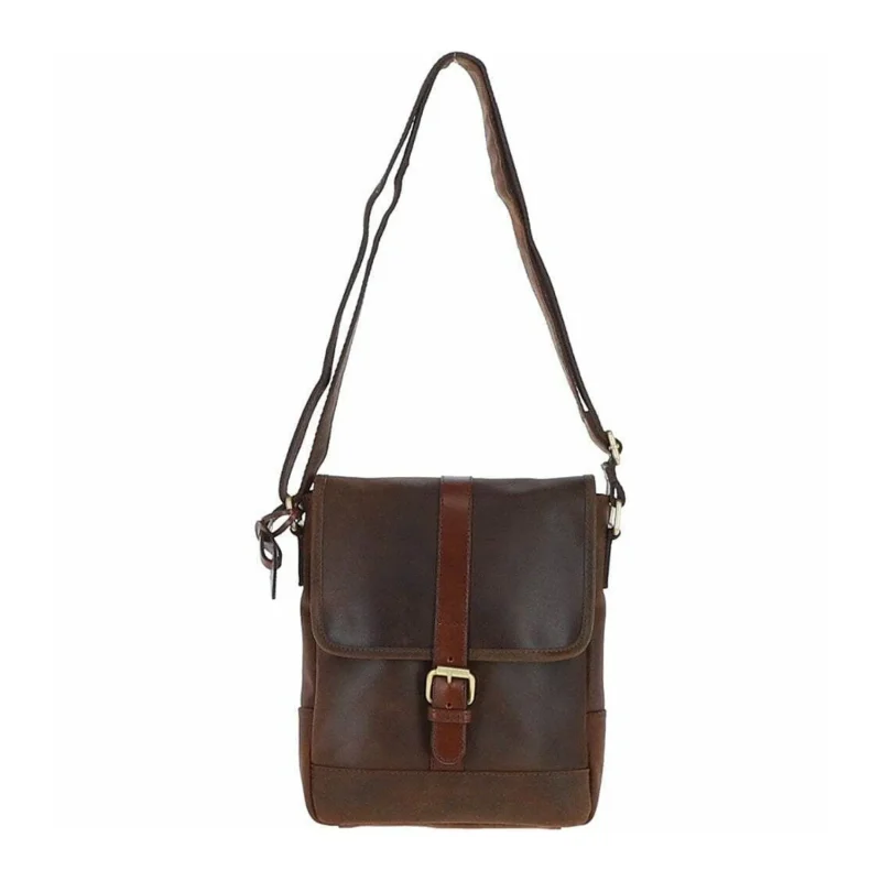 brandy leather body bag 3 section