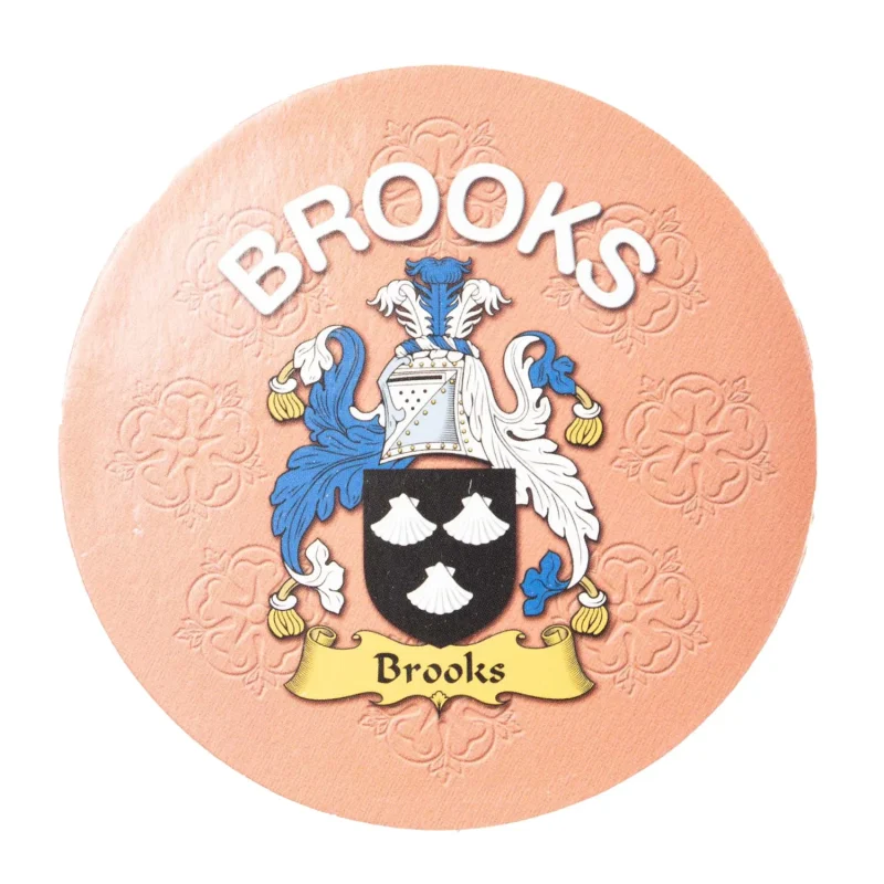 brooks family round cork coaster