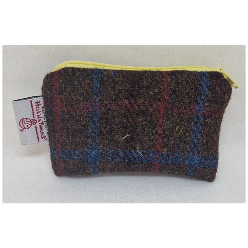 brown harris tweed zip coin purse