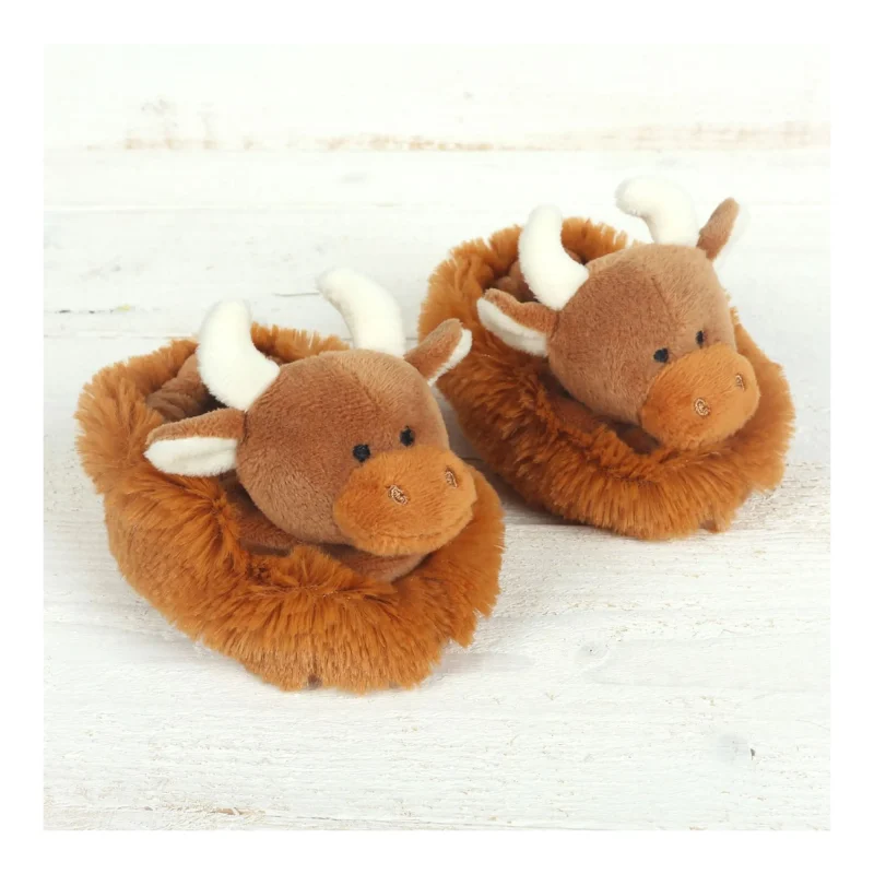 brown highland coo slippers