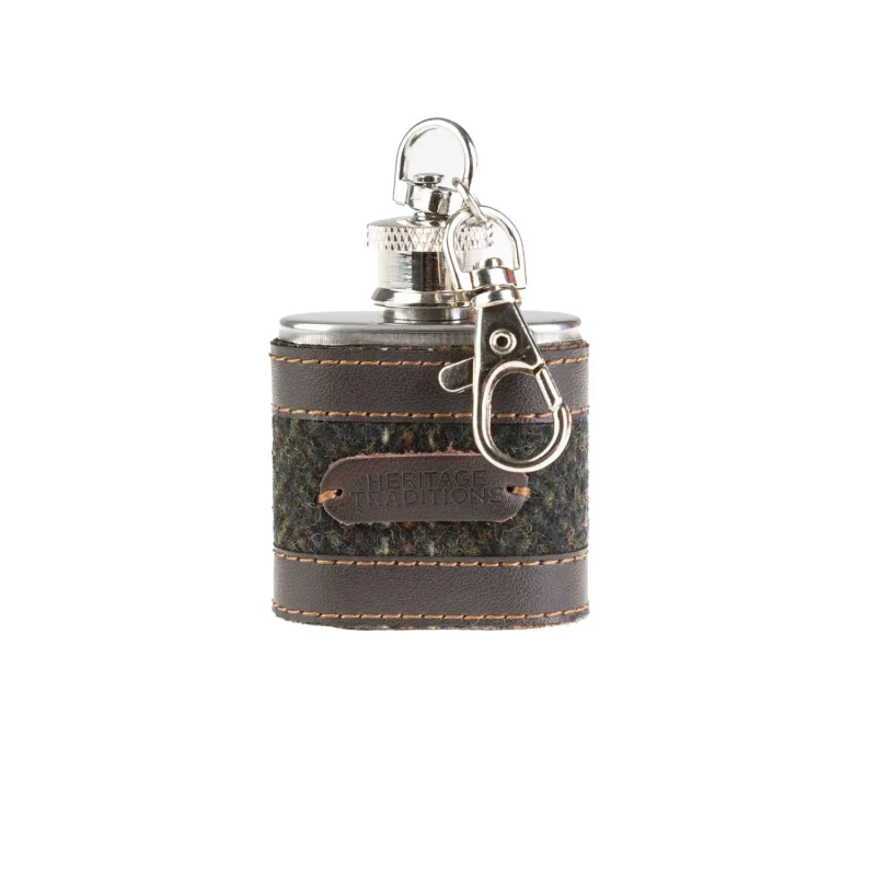 brown tweed 1oz hipflask