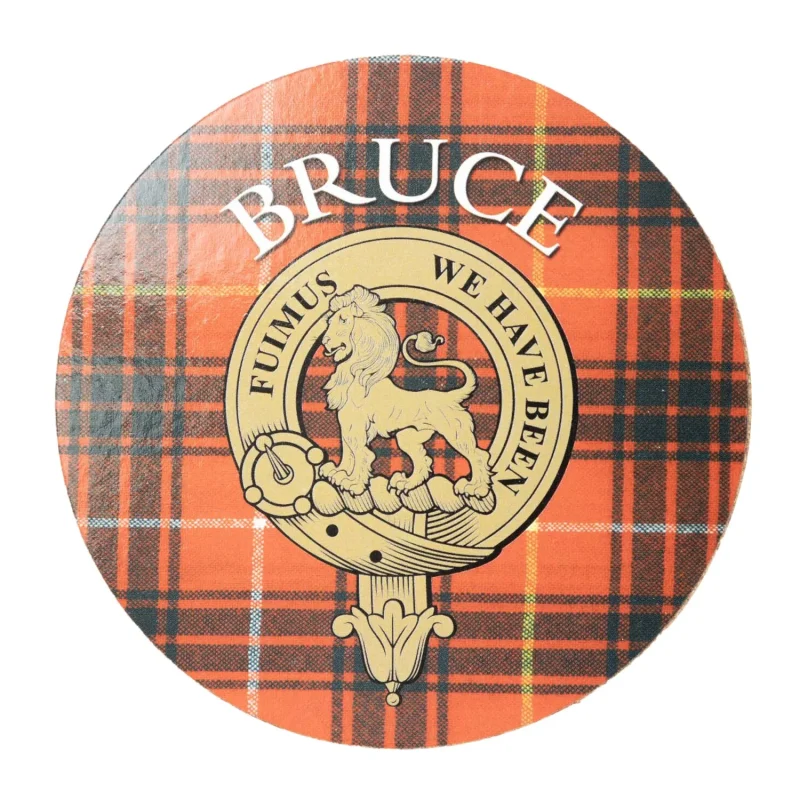 bruce clan family name round cork coaster