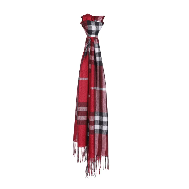 burgundy checkered scarf