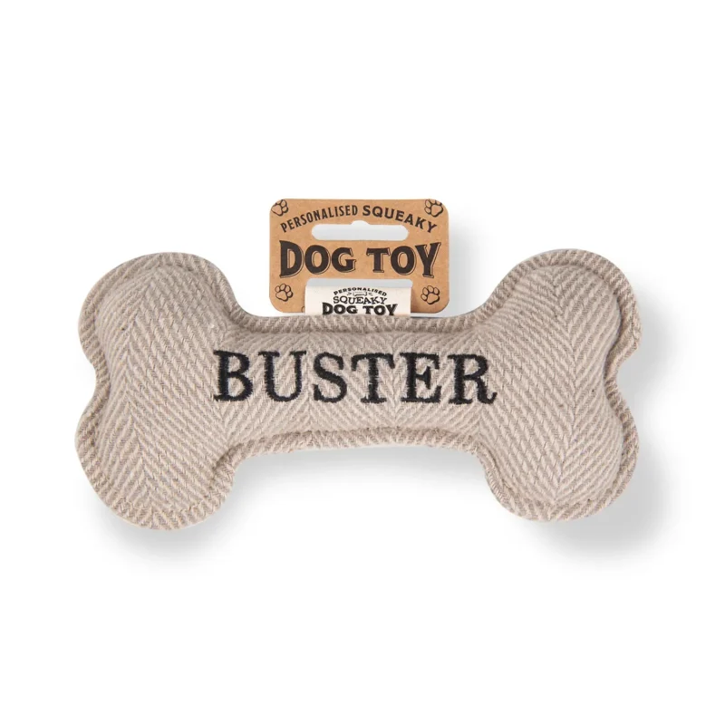 buster squeaky dog bone toy