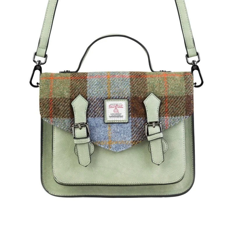 calton chestnut blue tartan satchel