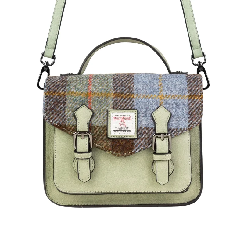 calton chestnut blue tartan satchel bag