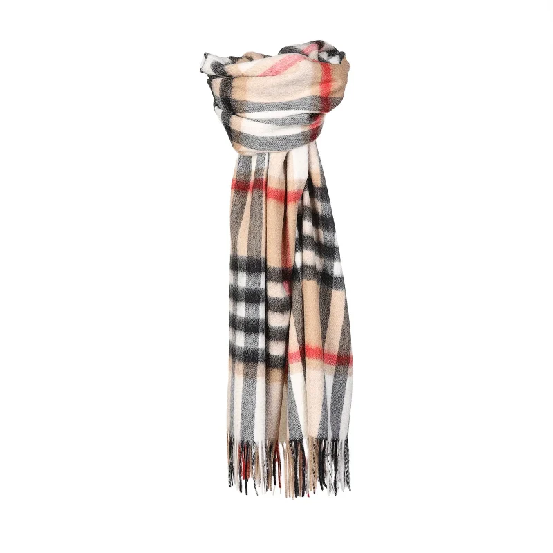 camel grey checkered edinburgh lambswool stole