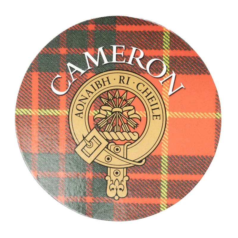 cameron clan family round cork coaster