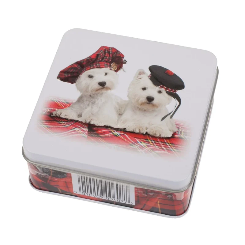 campbell s westie shortbread tin 90g with tartan tammies