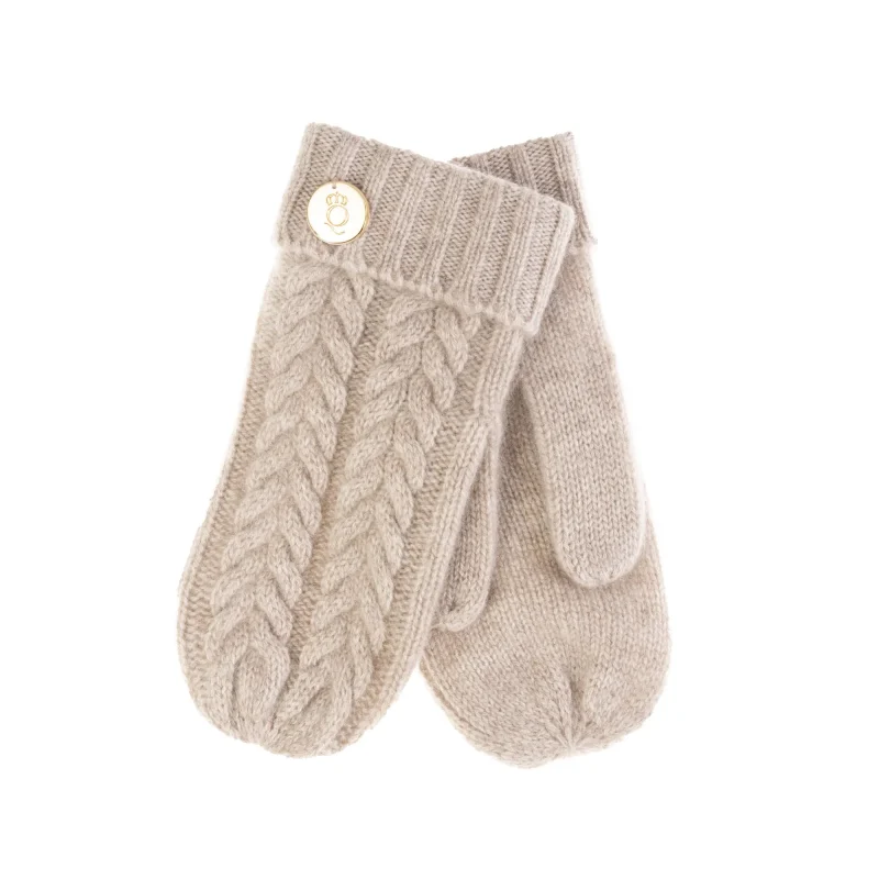 cashmere beige cable rib women s lightweight mittens