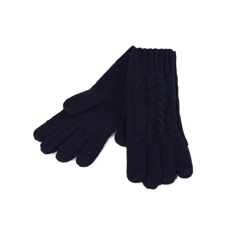 cashmere cable knit gloves for women navy