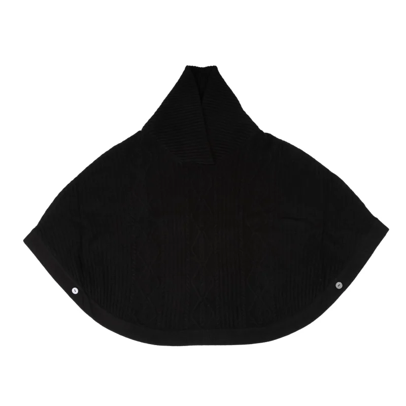 cashmere cable knit poncho for women black