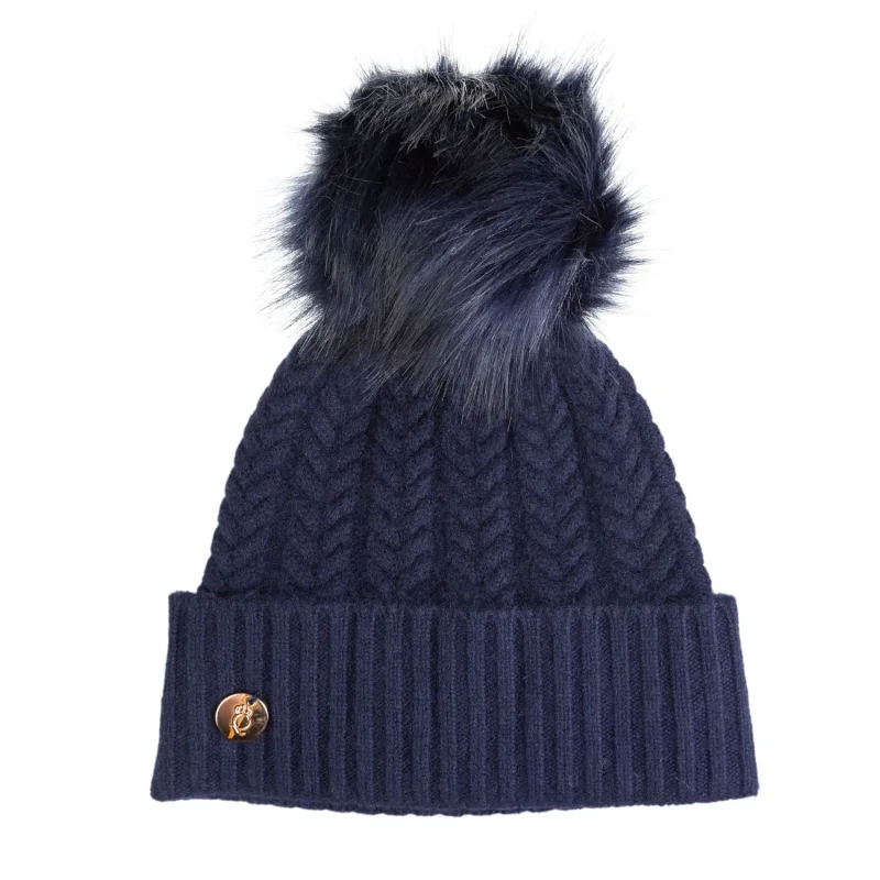 cashmere georgie hat navy with pom