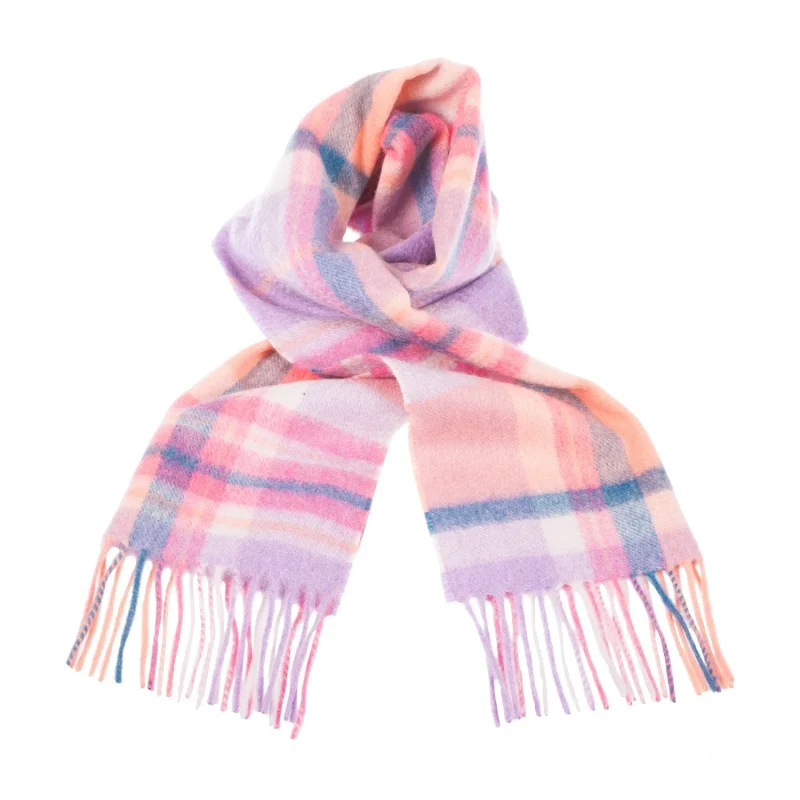 cashmere molton check scarf coral heather