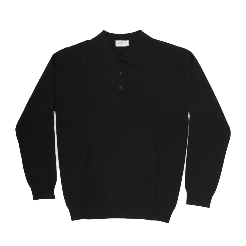 cashmere polo shirt for men black