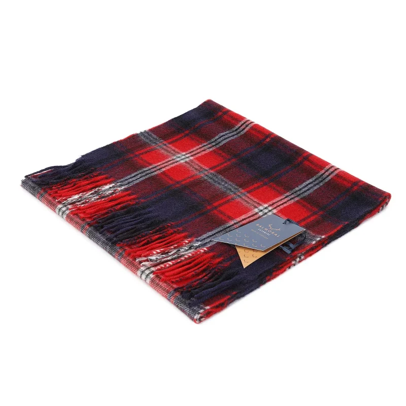 cashmere scarf black navy red check balmoral