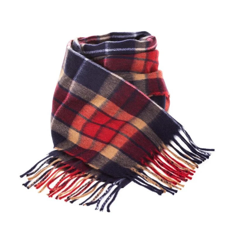 cashmere scarf navy red plaid