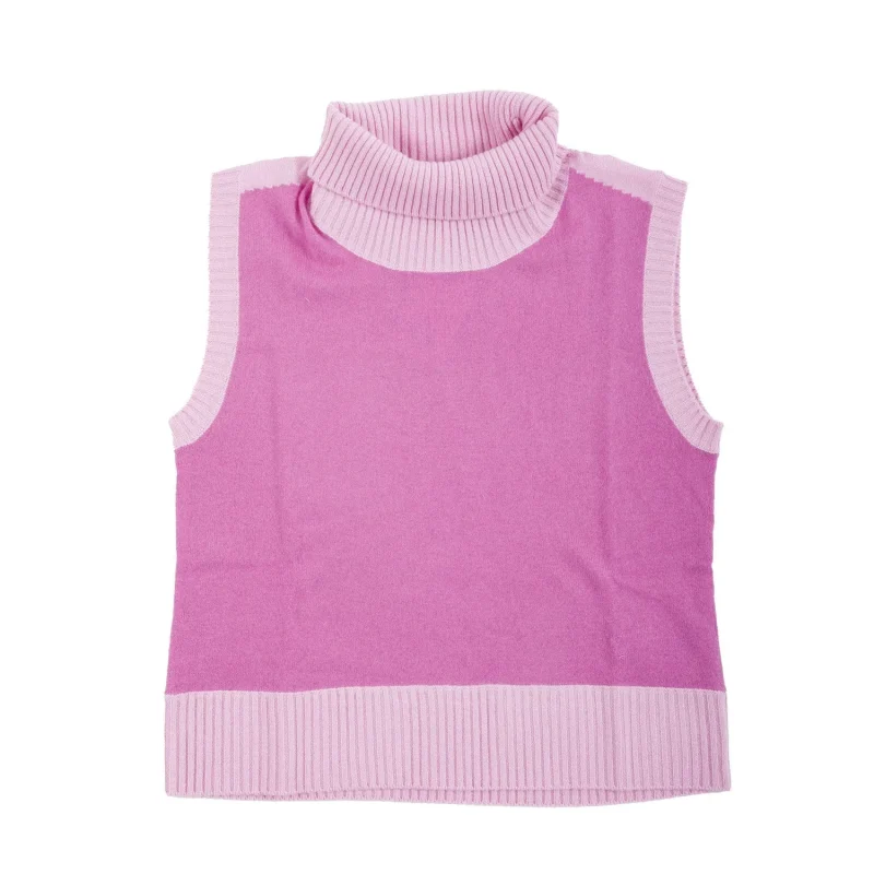 cashmere sleeveless roll neck top for women