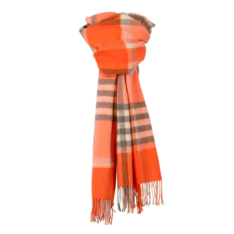 cashmere tartan blanket scarf coral