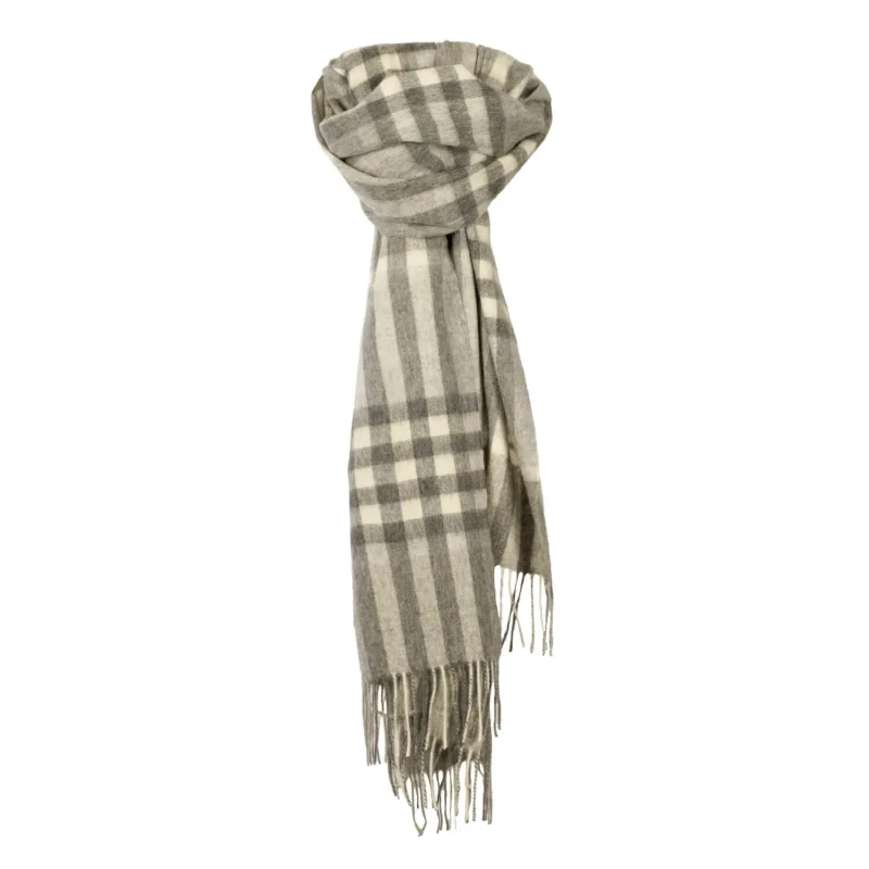 cashmere tartan blanket scarf grey 90 10 blend