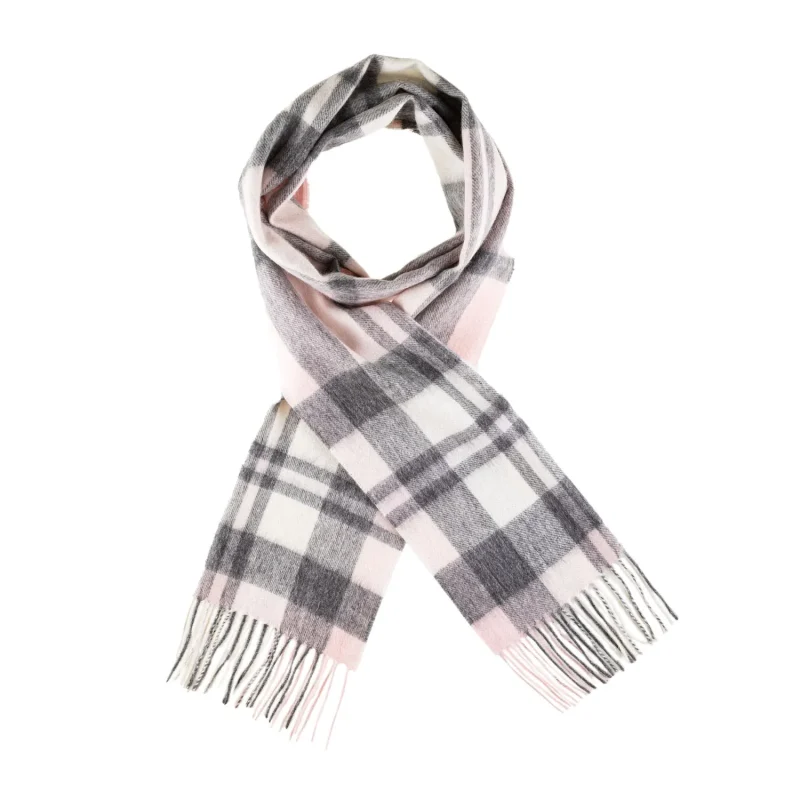 cashmere tartan scarf 90 10 cashmere chalk