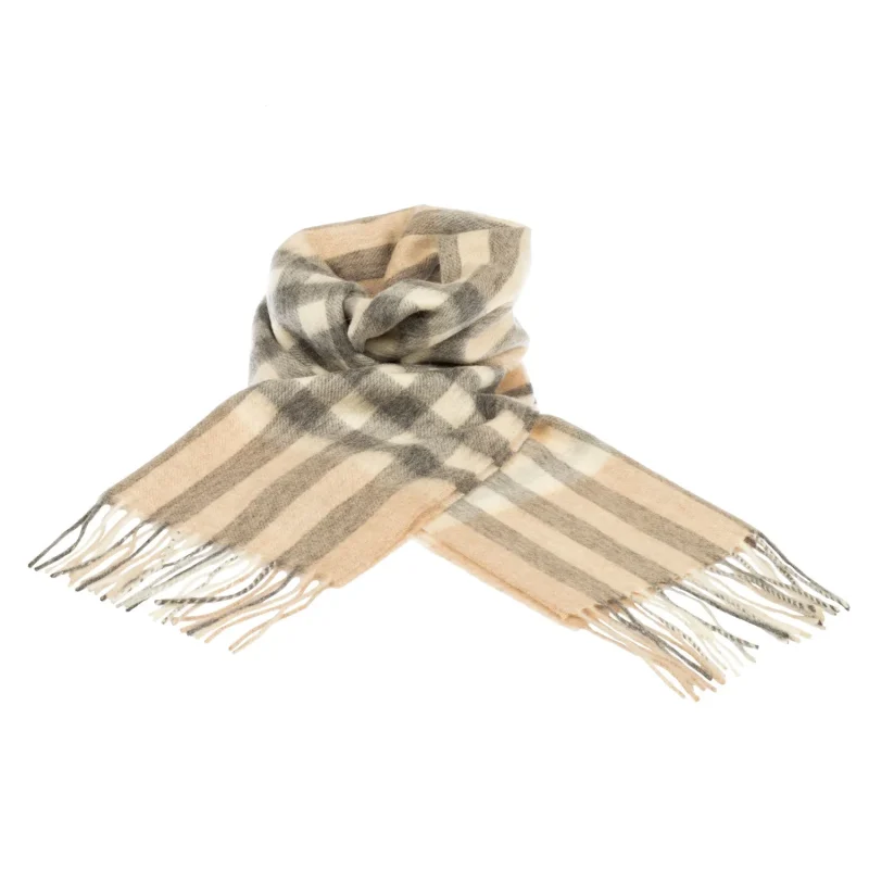 cashmere tartan scarf natural wool blend