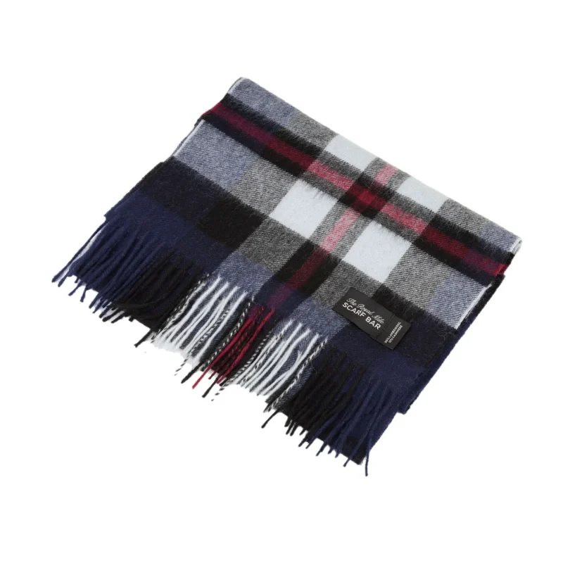 cashmere tartan scarf navy blue 90 10