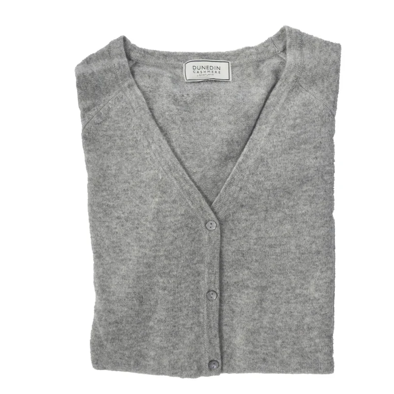 cashmere v neck cardigan for women mid grey