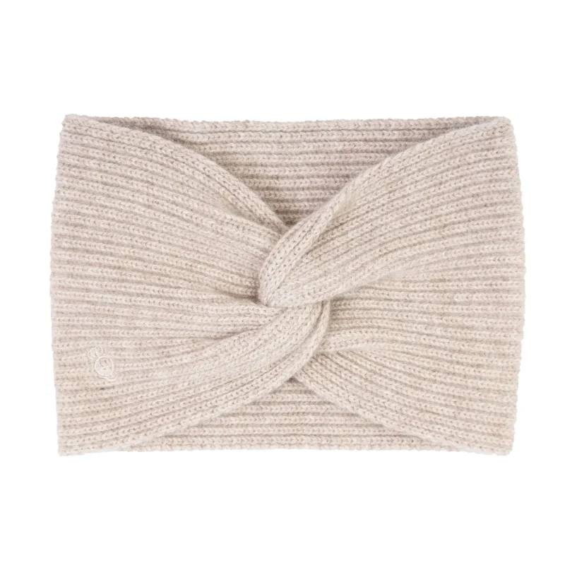 cashmere wide rib headband lightweight beige for women